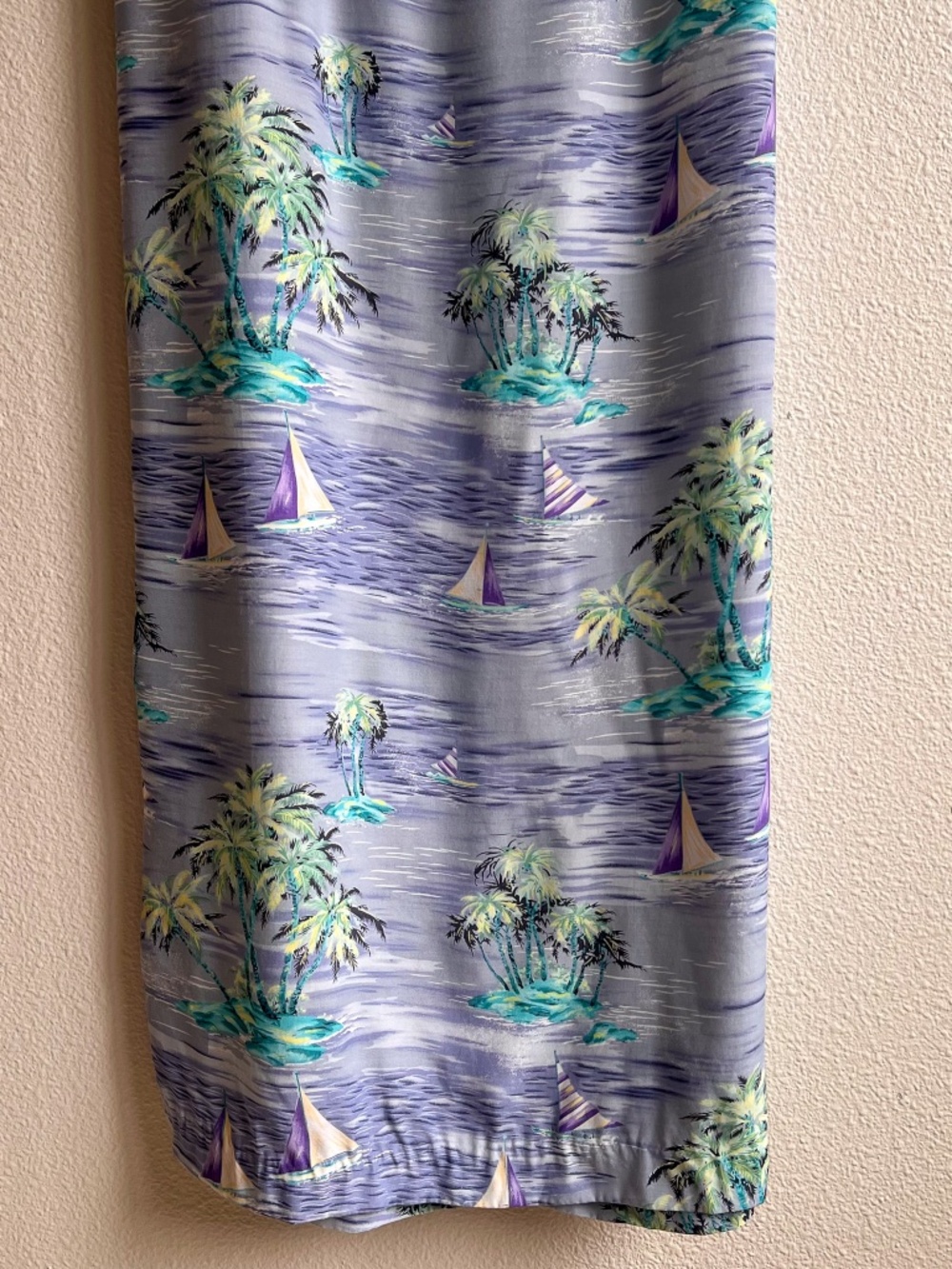 Vintage 1990s Tropical Sailboat Print Midi Dress (M/L) - Picture 7 of 13